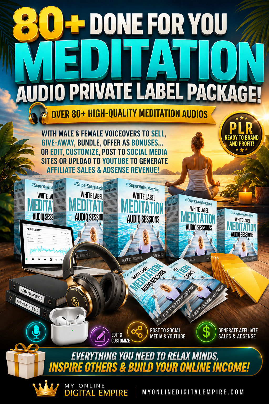 80+ done-for-you meditation audio private label package with high-quality meditation audios